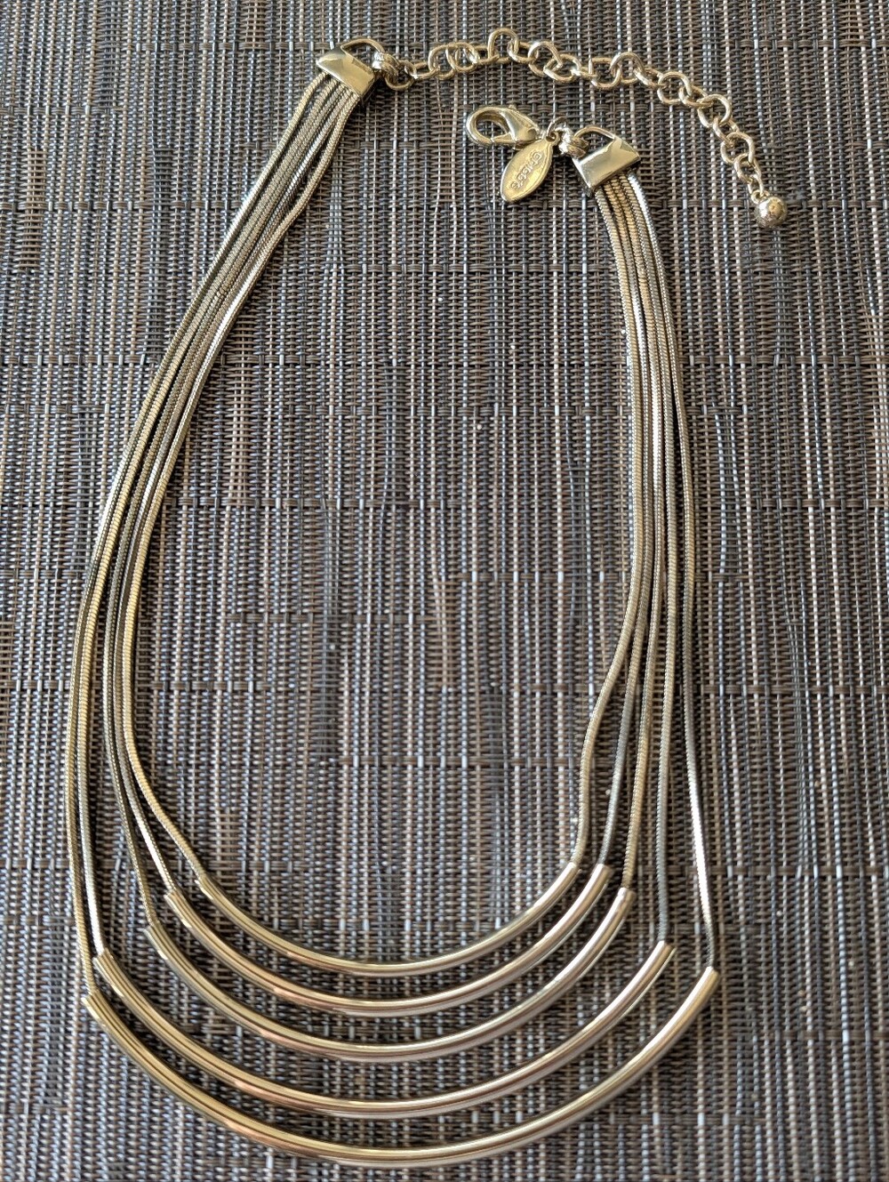 Multi-Strand Gold Tone Statement Necklace by